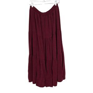 Vintage Painted Pony Maxi Skirt Womens One Size Red Tencel Pull On Boho Western